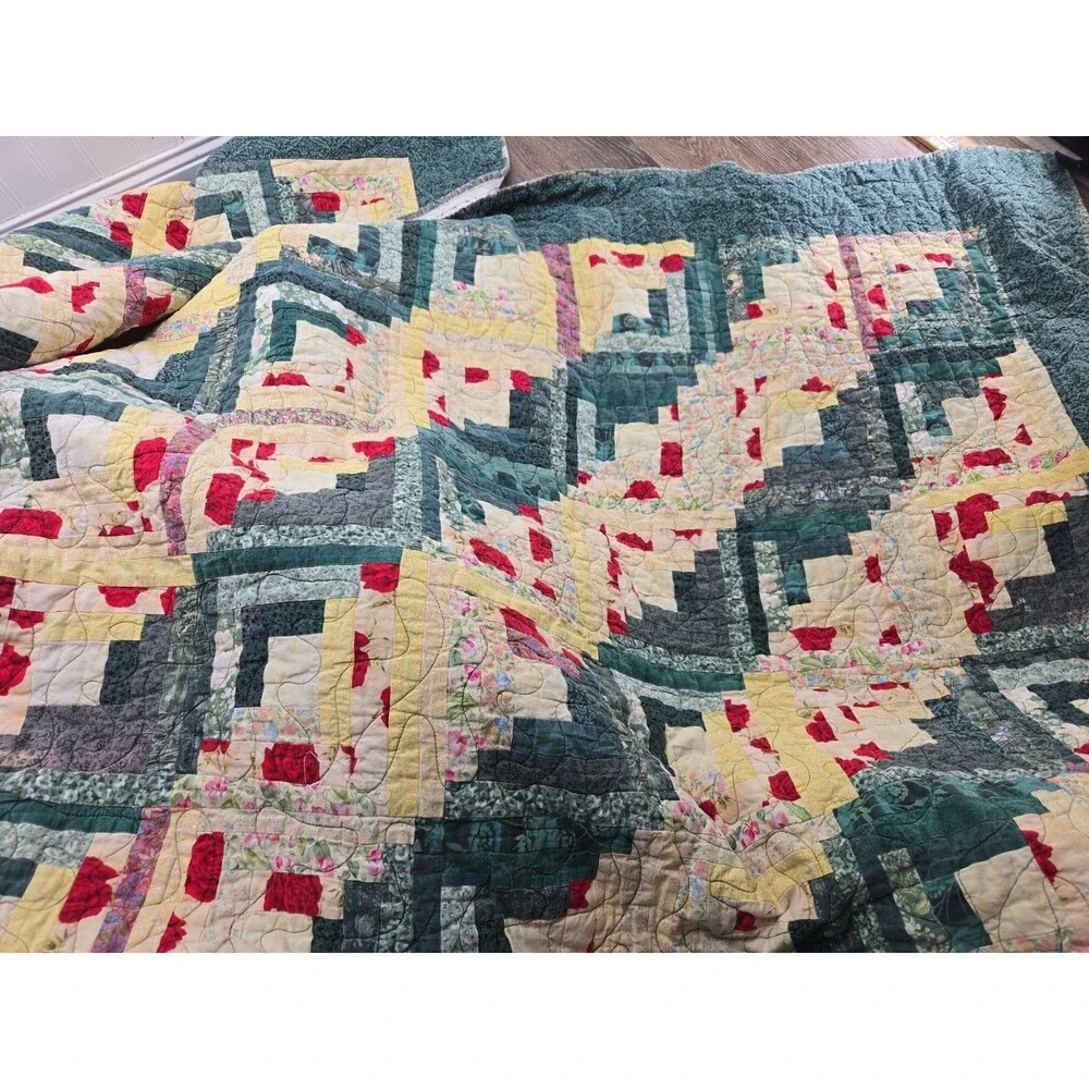 Vintage Hand Pieced Log Cabin Quilt Top 87